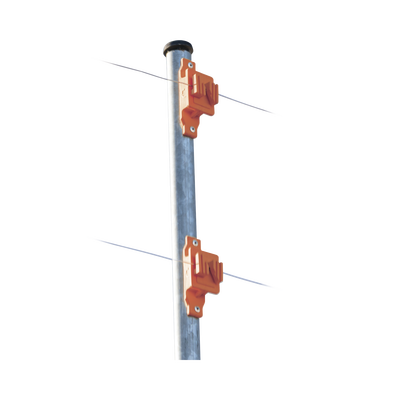Aislador de Paso color Naranja reforzado para cercos eléctricos, resistente al clima extremoso