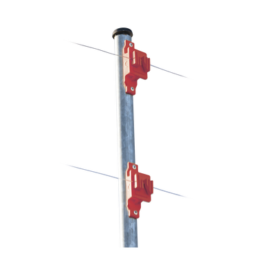 Aislador de Paso color Rojo reforzado para cercos eléctricos, resistente al clima extremoso