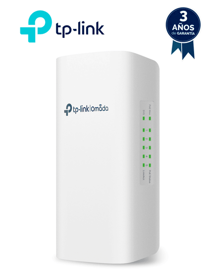 TP-LINK SG2005P-PD - Switch Omada Smart de 5 puertos Gigabit, 1 PoE++ In y 4 PoE+ Out para exterior , Distancia POE de 200 Metros , IP55, Administración en la nube con Omada.