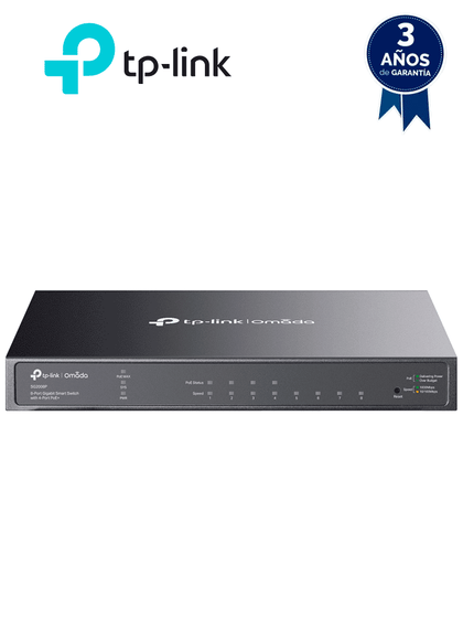 TP-LINK SG2008P - Switch administrable JetStream SDN PoE con 8 puertos 10/100/1000 Mbps, incluyendo 4 puertos PoE con un presupuesto total de 62W. Ofrece administración centralizada a través de OMADA SDN.