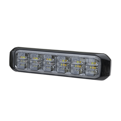 Luz Auxiliar de 18 LED, SAE, Tricolor, Bisel Negro, Rojo/Blanco/Ambar, Lente Transparente