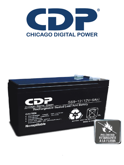 CDP - B-12/9 SLB 12-9 - Bateria de respaldo / 12V a 9A / Libre de mantenimiento / Fácil instalación / Compatible con CCTV y DSC MCI1Q125