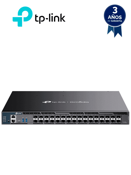 TP-LINK SX6632YF- Switch Omada L3 Stackable de 26 puertos SFP+ 10G y 6 puertos SFP28 25G , Stacking físico , Funciones L3 Enterprise. RIP, OSPF, ECMP, VRRP, PIM-DM, DHCP Server/Relay , Alta disponibilidad , VRRP y ERPS , Interfaz WEB , CLI , SNMP y RMON.