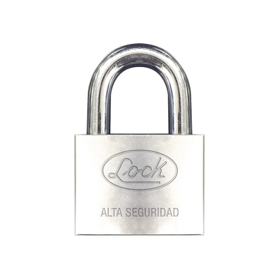 Candado de hierro alta seguridad con llave de disco/ Acabado Cromado/ Llaves Abloy/ Medida de Horquilla 50 mm.