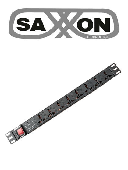 SAXXON SXPDU8P10A - Barra PDU con 8 Contactos Individuales , 10 Amp , 120V , 1UR, Protección contra rayos , Aleación de Aluminio