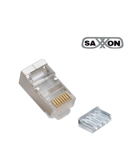 SAXXON S901E - Conector plug RJ45 para cable UTP con guía / CAT 6 / Blindado / Paquete 100 piezas MCI2Q125