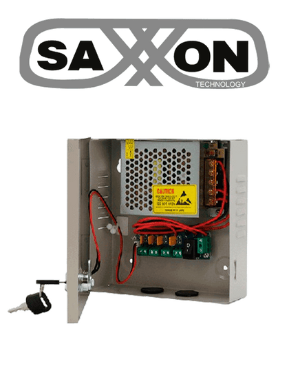 SAXXON SX5A4CH - Fuente de Poder Profesional 12 VCD / 5 Amperes / 4 Canales / 1.1 Amperes por Canal / Protección contra Sobrecargas / Led Indicador de Funcionamiento