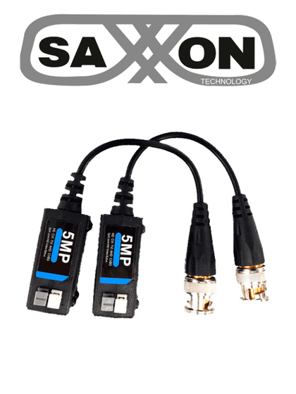 SAXXON SXCF500 - Par de Transceptores Pasivos 4K / Botones Push / 5MP hasta 200 Metros / 1080P hasta 250 Metros / Soporta HDCVI / AHD / TVI / CBVS / Fácil Conexión