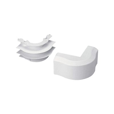 Esquinero exterior, para uso con canaleta T45, Material PVC Rígido, Color Blanco Mate