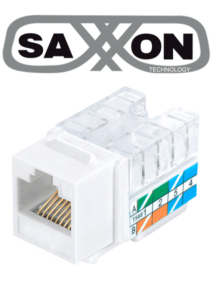 SAXXON M265C5W - Modulo jack keystone RJ45 / 8 Hilos / CAT 5E / Compatible con calibres AWG 22-26 / Color blanco