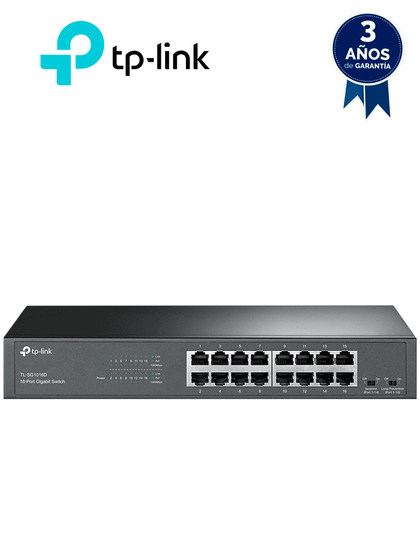 TP-LINK TL-SG1016D - Switch Gigabit no administrable de 16 puertos 10/100/1000 Mbps para escritorio/rack.