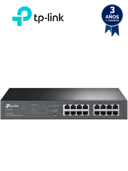 TP-LINK - TL-SG1016PE - Switch Easy Smart de 16 Puertos Gigabit con 8 Puertos PoE+