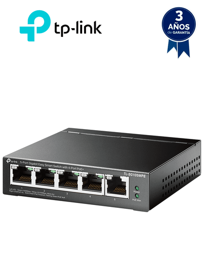 TP-LINK - TL-SG105MPE - Switch Easy Smart Managed con 5 Puertos PoE+