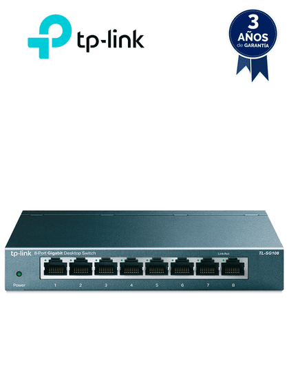 TP-LINK TL-SG108 - Switch Gigabit no administrable de 8 puertos 10/100/1000 Mbps.