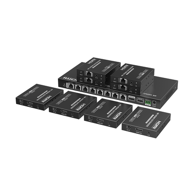 Kit Divisor y Extensor HDMI / Divide 1 Fuente HDMI a 8 Pantallas / Extiende la señal HDMI hasta 70 m / Resolución 4K @ 60 Hz/ Cat 6/6a/7 / IPCOLOR / CERO LATENCIA / Uso 24/7 / Puerto S/PDIF / EDID / RS232 / Salida Loop / Alimente solo el Tx