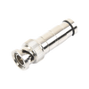 Conector BNC Macho en 75 Ohm, de Compresión Axial para Cable Coaxial RG-59/U, Níquel/ Oro/ Politetrafluoroetileno.