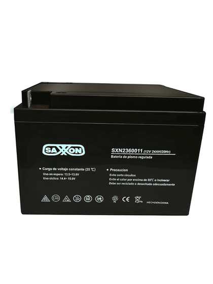 SAXXON CBAT24AH - Bateria de respaldo de 12 volts libre de mantenimiento y facil instalacion / 24 AH/ compatible con CCTV/ Acceso/ Bosch