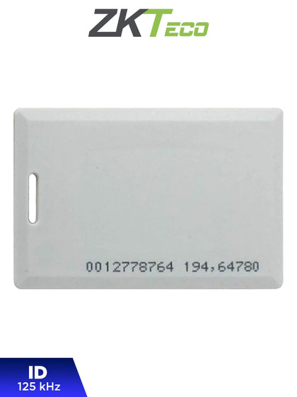 ZKTECO IDCARDKR2K - Tarjeta ID con Frecuencia de 125 kHz, Tipo Clamshell Perforada y Con Grosor de 1.88 mm con Folio Impreso ZK1 ZK11