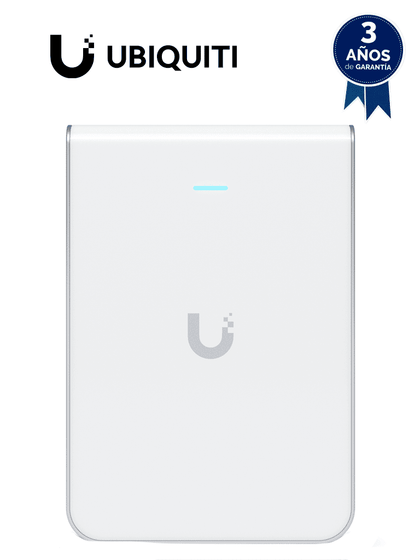 UBIQUITI U6-IW - Punto de Acceso para pared WiFi 6/ Frecuencia de operación 2.4GHz y 5GHz/ Capacidad de transmisión de hasta 5.3Gbps/ 4 Puertos secundarios RJ-45