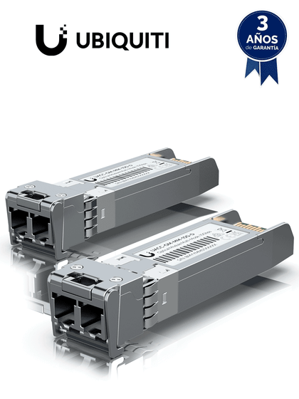 UBIQUITI UACC-OM-MM-10G-D-2 - Módulo UFiber SFP+ 10G con transceptor MiniGBIC multimodo de 10 Gbps, alcance de conexión de 300m, conectores LC. Paquete de 2 piezas.