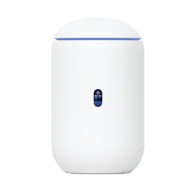 UniFi Dream Router con WiFi 6, 4 puertos LAN Gigabit de los cuales 2 son POE 802.3af. Aplicaciones UniFi Network, Protect y Access pre-instaladas. Pantalla LCD