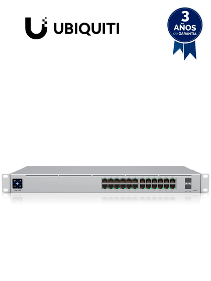 UBIQUITI USW-PRO-24-POE - UniFi Switch Gigabit PoE PRO con 24 puertos PoE Gigabit Ethernet, 2 puertos SFP+, 400W de potencia PoE, pantalla informativa, compatible con PoE at y PoE bt.