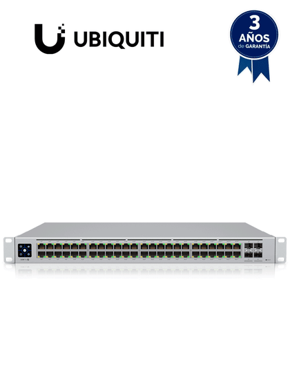 UBIQUITI USW-PRO-48-POE - UniFi Switch Gigabit PoE PRO con 48 puertos PoE Gigabit Ethernet, 4 puertos SFP de 1-10G, 600W de potencia PoE, compatible con PoE at/bt y pantalla informativa