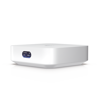 Router UniFi Ultra Express UX con WiFi 6, 1 puerto WAN GbE / 1 puerto GbE LAN. Administra hasta 4 dispositivos UniFi en modo Gateway, o funciona como AP, hasta 50 clientes