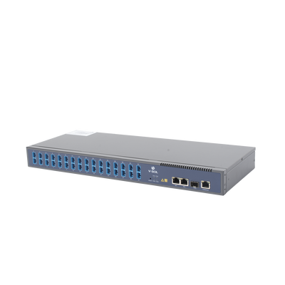 OLT de 1 GPON puerto con Splitter de 1 a 32 SC/UPC Incluido + 3 puertos Uplink (2 puertos Gigabit Ethernet + 1 puerto SFP/SFP+) , hasta 128 ONUS