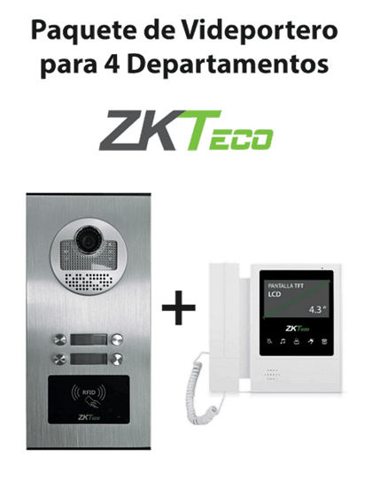 ZKTeco VE04A01PAQ4P - Paquete de Videoportero para 4 Departamentos VE04A01 con 1 Monitor VDPIB4 de 4.3 pulgadas