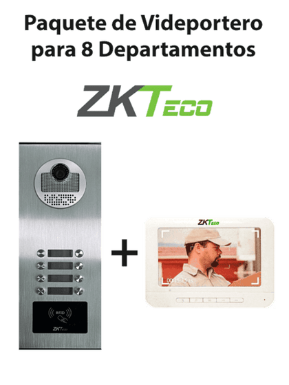 ZKTeco VE08A01PAQ7P - Paquete de Videoportero para 8 Departamentos VE08A01 con 1 Monitor VDPIB3 de 7 pulgadas