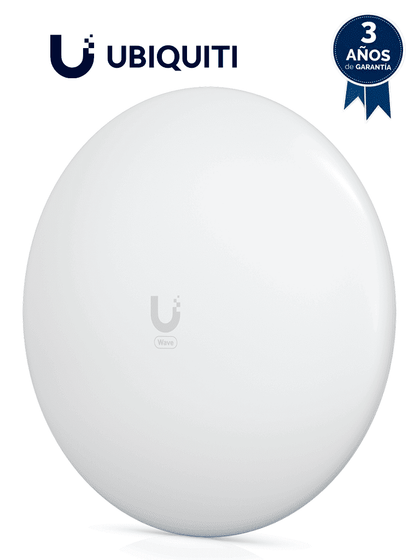 UBIQUITI WAVE-LR- Antena cliente para WAVE-AP, con frecuencia de 60 GHz y tasa de transferencia de hasta 2 Gbps. Incluye respaldo a 5 GHz y es compatible únicamente con WAVE-AP