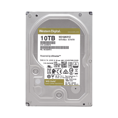 Disco Duro Gold de 10 TB / 7200 RPM / Optimizado para NAS, RAID, Data Center y NVRs de Gran Capacidad / Uso 24-7 / Proteccion Antivibración / 5 Años de Garantia / HelioSeal