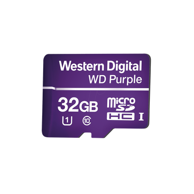 Memoria microSD de 32GB PURPLE, Especializada Para Videovigilancia, 10 VECES MAYOR DURACIÓN, 3 AÑOS DE GARANTIA