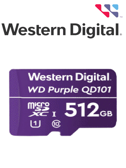 WESTERN DIGITAL WDD512G1P0C - Micro SD 512 GB / Purple SCQD101 / Para videovigilancia / 24-7 / Alto rendimiento