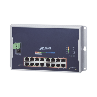 Switch Industrial Administrable Capa 2 de Pared,16 Puertos PoE 802.3at Gigabit y 2 Puertos SFP