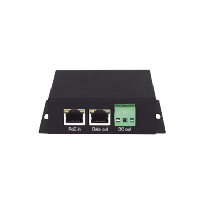 Splitter PoE / 1 Puerto PoE Entrada / 1 Puerto Salida Datos / 1 Salida de 12 Vcc, 2A / Presupuesto PoE 30W /