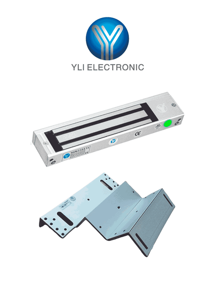 YLI YM500NLEDPACK - Paquete de Cerradura Magnética con Indicador LED y Soporte MBK500NZL Control de Acceso para Interiores 500 kg 1200 lb de Fuerza Doble Voltaje 12V/24V DC