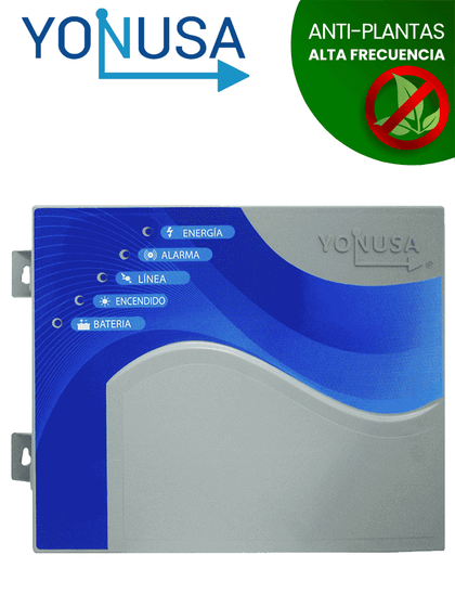 YONUSA EY10000127AF - Energizador de Alta Frecuencia para Cerco Eléctrico 10,000 V, Cobertura de hasta 10,000 metros Lineales o 2,000 metros en 5 Líneas, Incluye Interfaz con 2 Zonas Cableadas y Soporta Módulo WiFi YONSPFM