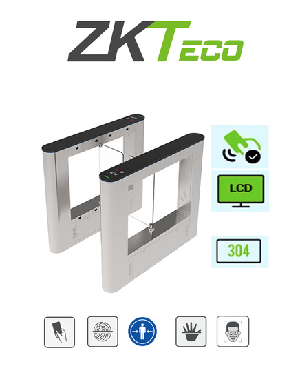 ZKTECO SBTL5000 - Barrera Abatible un Carril Bidireccional / Acero SUS304 / Aletas de Cristal Templado / 25 a 30 Personas x Min. / 110V / Carril 65 cm / 2 millones de Ciclos / Interior / No cuenta con Lectores y Panel spf