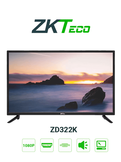 ZKTECO ZD322K - Monitor LED FHD Profesional de 32 pulgadas / Resolución 1920 x 1080 / 1 Entrada de video HDMI y 1 VGA / Altavoces Incorporados / Ángulo de Visión Horizontal 170° / Detección Automática de Señal / Carcasa Metálica MA