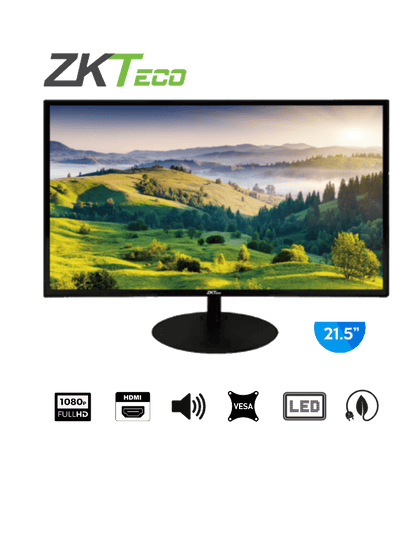 ZKTECO ZD222K - Monitor LED Full HD de 21.5 pulgadas / Resolución 1920 x 1080 / 1 Entrada de video HDMI y 1 VGA / Altavoces Incorporados / Ángulo de Visión Horizontal 170° / Soporte VESA / Ahorro de Energía / 24/7 / Incluye Cable HDMI