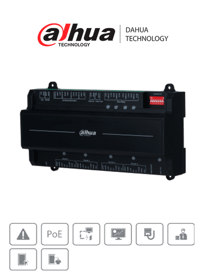 DAHUA ASC2204B-S - Panel de Control de Acceso para 4 Puertas y 4 Lectoras/ TCP/IP/ Comunicación RS-485 y Wiegand/ 100,000 Usuarios, 3,000 Huellas y 500,000 Registros/ Soporta Interlock, Anti-passback, Desbloqueo Remoto/ Funcion WatchDog/