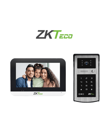 ZKTECO VK07B53LKit- Kit de Videoportero IP / Monitor Color de 7 Pulgadas / Frente de Calle IP55 / Cámara 1080P / PoE / Apertura con Tarjetas ID 125Mhz y Contraseña / Excelente Visión Nocturna ZK11 MCI2Q125