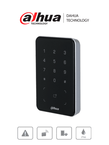 DAHUA DHI-ASR2101A-ME - Lectora con Tecnologia Dual con Teclado para Panel de Control de Acceso/ Soporta Tarjetas ID y Mifare/ Soporta Passwords/ Wiegand y RS-485/ Soporta Uso Exterior/