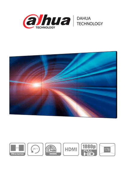 Dahua LS460UCM-EF - Pantalla Full HD para Videowall de 46 Pulgadas/ Panel LCD ADS Industrial 24/7/ Marco Ultra Delgado de 3.5mm/ Soporta Daisy Chain Conexión HDMI en Cadena/ Interfaces HDMI, DVI, VGA, BNC y USB/ Brillo 500 cd/m2/