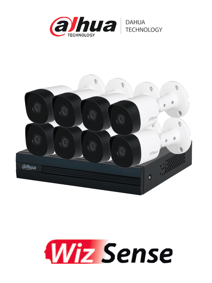 DAHUA KIT/XVR1B08-I/8-B2A21N-U - Kit con DVR Cooper-I WizSense de 8 Canales ofrece 8 cámaras de 2 MP con visión 1080p, tecnología de IA y compresión H.265+. Admite hasta 10 canales IP, incluye SMD Plus y permite búsqueda de personas y vehículos LoNuevo