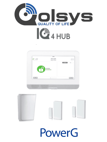 QOLSYS IQ4HUB PACK - Paquete que contiene Sistema de Alarma IQ HUB autocontenido , con pantalla táctil de 7, Power G 915 Mhz 1 sensor PIR inalámbrico PG9914 y 2 sensores magnéticos inalámbricos PG9303 PLANDEBENEFICIOS LEÓN