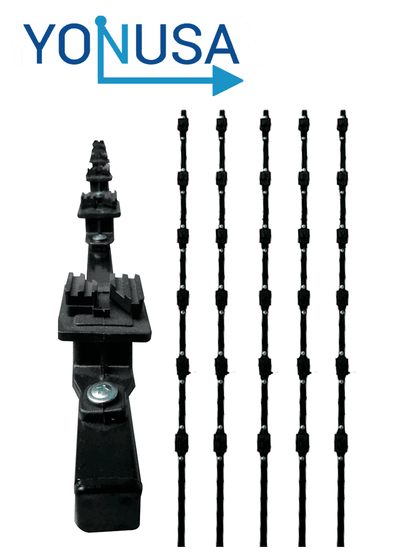 YONUSA K156L - Kit de 5 postes de perfil 3/4 en color negro de 1.2 mts de largo, con 6 aisladores de paso para 6 líneas con 15 cm de separación/ Listo para instalación en campo BFLASH