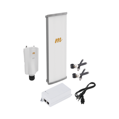 Kit de radio A5x con antena N545X2, 4.9 a 6.4 GHz, 700 Mbps, hasta 64 usuarios concurrentes,  Monitoreo a travez de la nube, incluye jumper y montaje